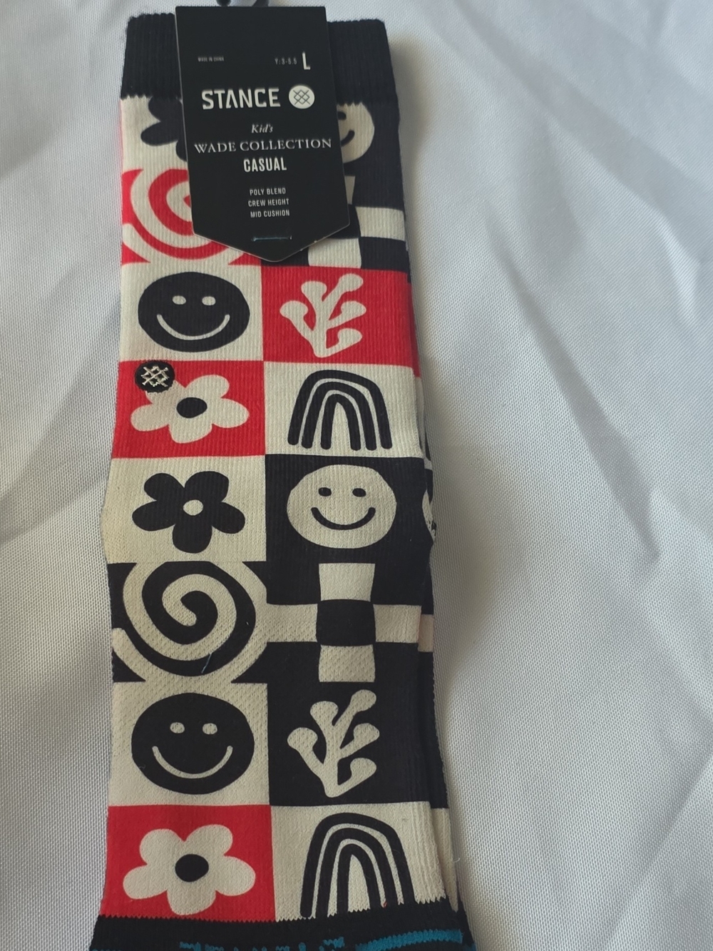 Stance Kids Wade Collection Crew Socks - Black, Cream & Red